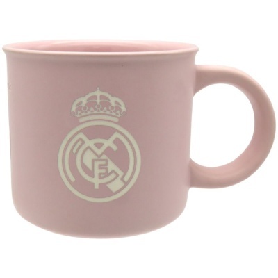 Caneca rosa com logo do Real Madrid