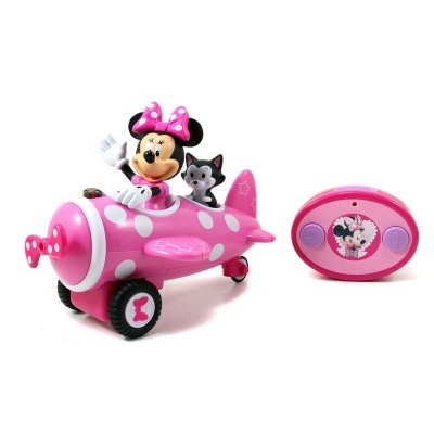 Brinquedo avião cor-de-rosa com Minnie e comando remoto cor-de-rosa