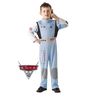 Fato infantil azul claro com motivo Cars 3 e joelheiras cinzentas