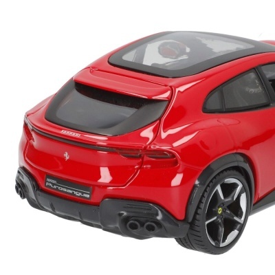 Miniatura de automóvel desportivo vermelho com tejadilho panorâmico e jantes pretas