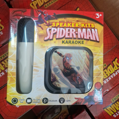Kit karaoke Spider-Man com microfone e altifalante na embalagem colorida