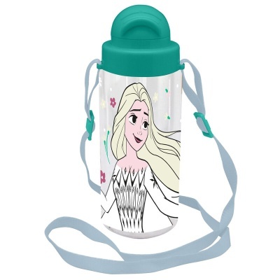 Garrafa infantil azul turquesa com imagem da Elsa de Frozen