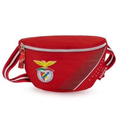 Pochete vermelha com emblema do clube Benfica e fecho prateado