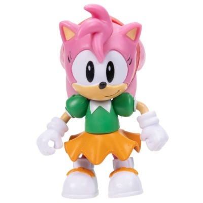 Figura de ação de personagem rosa com roupa colorida