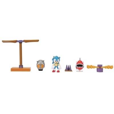 Miniaturas de figura Sonic e acessórios coloridos em linha