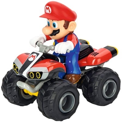 Brinquedo do Mario numa mota quad vermelha e azul