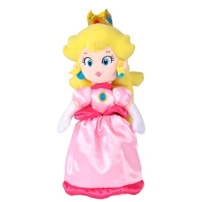 Boneca de pelúcia princesa com vestido rosa e coroa dourada
