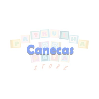 Logotipo da loja Patrulha Pata Store Canecas com letras coloridas
