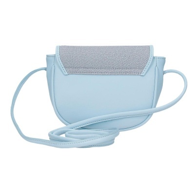 Bolsa de ombro azul claro com aba cinza texturizada