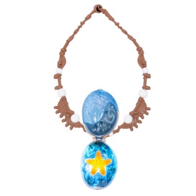 Colar artesanal com pendente azul com estrela do mar amarela