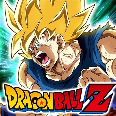 Personagem de anime com cabelo loiro espetado e texto DRAGON BALL Z