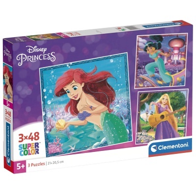 Caixa de 3 puzzles Clementoni Princesas Disney com 48 peças cada