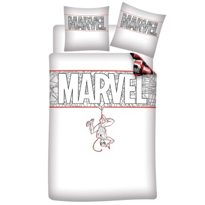 Conjunto de roupa de cama Marvel branco com texto e ilustração do Homem-Aranha