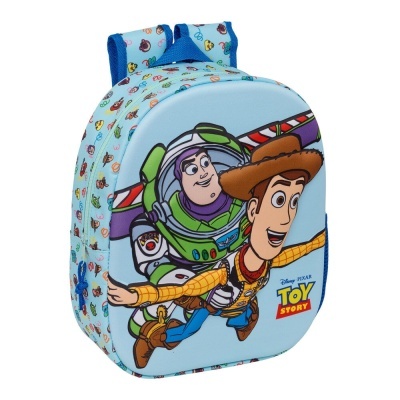 Mochila infantil Toy Story com Woody e Buzz Lightyear azul claro