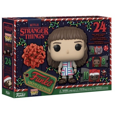 Caixa Funko Advent Calendar Stranger Things com figura vinyl e design natalício