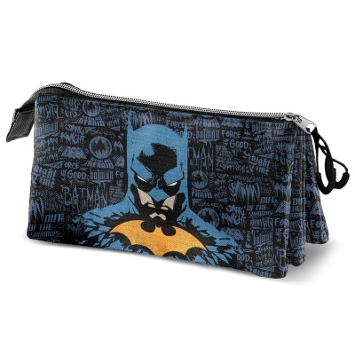 Estojo com estampa do Batman azul e amarelo com zíper preto