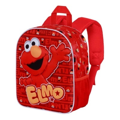Mochila infantil vermelha com estampa de Elmo e alças acolchoadas