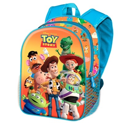 Mochila infantil azul com personagens Toy Story e texto Disney Pixar TOY STORY