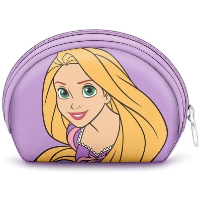 Bolsa lilás pequena com imagem da Rapunzel desenhada