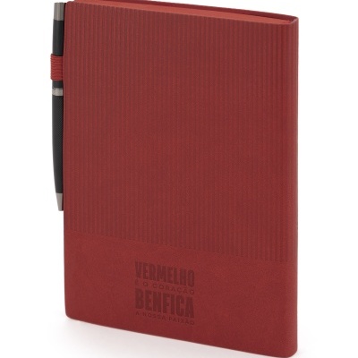 Caderno vermelho com elástico para caneta e gravação personalizada