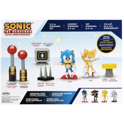Conjunto de figuras e acessórios Sonic the Hedgehog 30th Anniversary em embalagem colorida