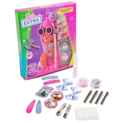 Conjunto de acessórios para cabelo Barbie EXTRA com presilhas, laços e cola