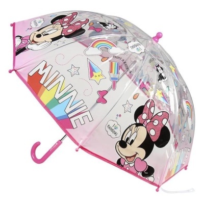 Guarda-chuva transparente com estampado da Minnie Mouse e texto MINNIE