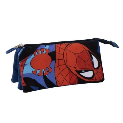 Estojo escolar Homem-Aranha vermelho, preto e azul com fecho de correr