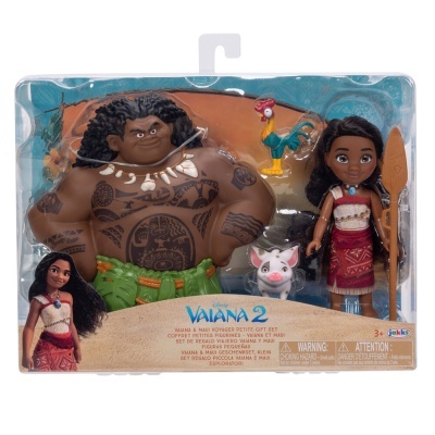 Conjunto de figuras action Vaiana 2 Maui e Vaiana com acessórios em embalagem de blister