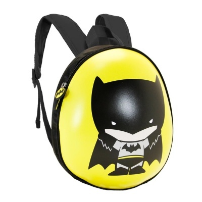 Mochila infantil amarela e preta com estampa do Batman cartoon