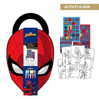 Kit de atividades Spiderman com máscara, lápis, folhas para colorir e adesivos