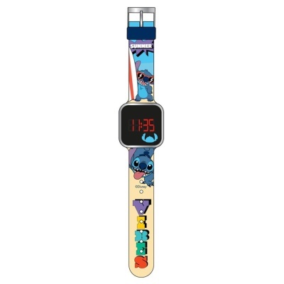 Relógio digital com bracelete colorido do desenho Disney Stitch