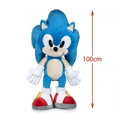 Pelúcia do Sonic azul com luvas brancas e sapatos vermelhos, altura 100 cm