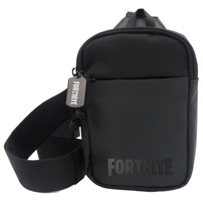 Bolsa preta pequena com logo Fortnite e alça larga