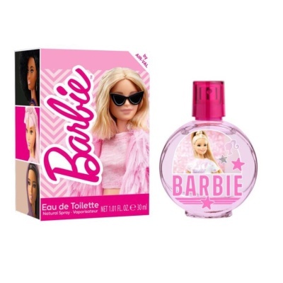 Perfume Barbie Eau de Toilette frasco arredondado com tampa rosa