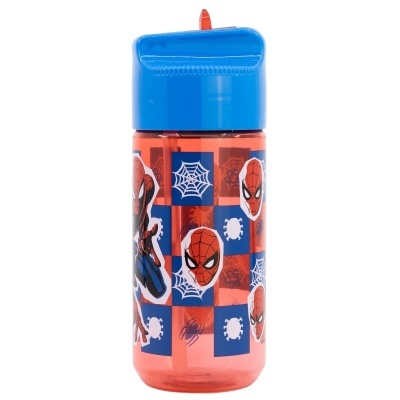 Garrafas de água infantil Spider-Man com tampa azul