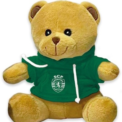Ursinho de peluche amarelo com camisa verde do Sporting Clube de Portugal