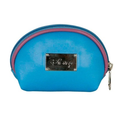 Bolsa pequena azul com fecho rosa e placa metálica Disney