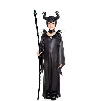 Fantasia de Malévola preta para criança com bastão