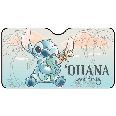 Protetor de para-brisas com Stitch e texto 'OHANA means family'