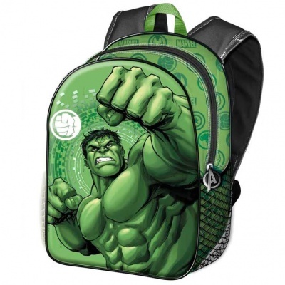Mochila infantil com Hulk a levantar o punho em verde e preto