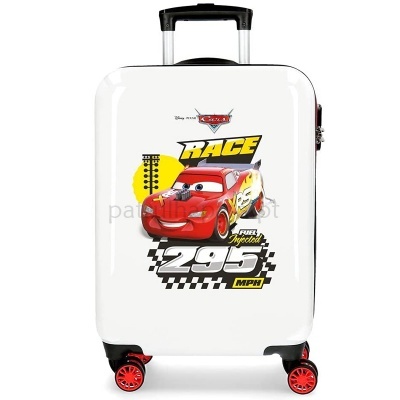 Mala de viagem branca com estampa Disney Pixar Cars e rodas vermelhas