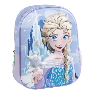 Mochila infantil lilás com imagem da Elsa da Frozen em 3D