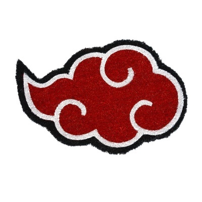 Tapete em formato de nuvem estilizada vermelho, branco e preto