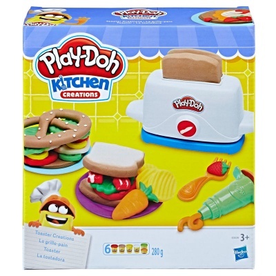 Caixa de brinquedo Play-Doh Kitchen Creations com torradeira e pão de brincar