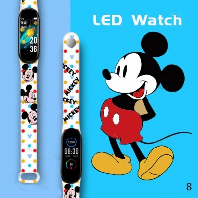 Relógio LED com bracelete do Mickey Mouse com visor digital em fundo azul