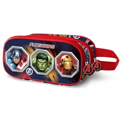 Estojo escolar Avengers com imagens de Capitão América, Hulk e Iron Man