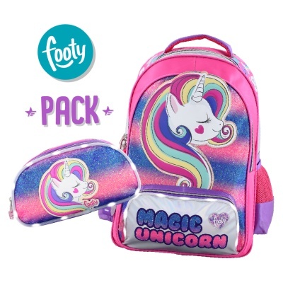 Mochila e estojo Footy com design de unicórnio e texto Magic Unicorn