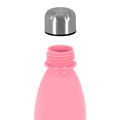 Garrafa rosa e tampa metálica separada