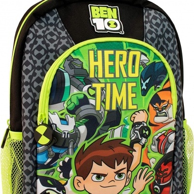 Mochila infantil Ben 10 com personagens e texto Hero Time